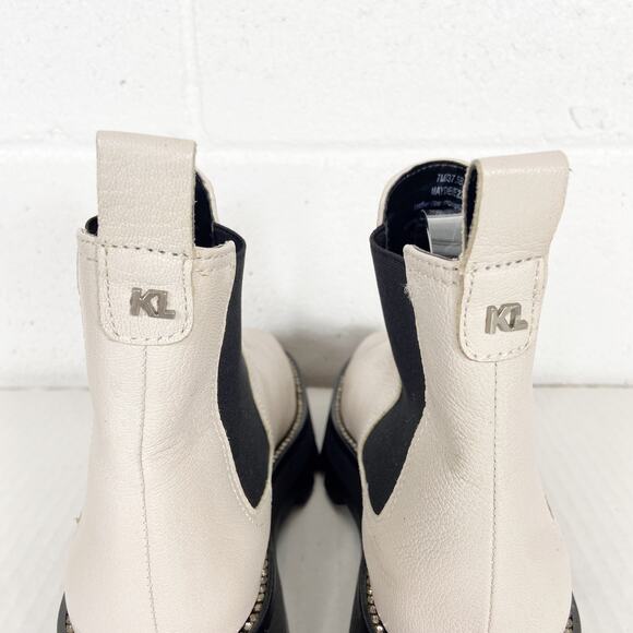 Karl Lagerfeld Lug Sole Boot Mayde White Leather Chunky Sole Size 7‎ - Picture 8 of 10